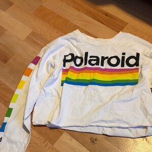 Polaroid Kids Long Sleeve Tee - White with Rainbow Stripes
